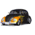 Animated contact sheet of a vintage car icon with orange and black coloring, showing sequential motion frames on a gray background.