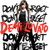 A pixelated image of a woman with long brown hair in a black dress, overlaid with red text and surrounded by repeated 'Demi Lovato' text on the left side.