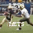Animated sequence of football players in action with overlaid text changing between 'LETS' and 'GO' in top-left and top-right, and 'PITT' in bottom-left and bottom-right.