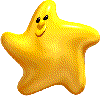 Two yellow star-shaped figures with smiling faces, each having distinct eye and mouth positions against a gray background.