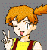 Three pixelated anime-style characters with distinct hair colors and outfits, each making a peace sign gesture against a gray background.