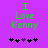 Green text reading "I Love Kenny" on purple background with black and purple heart symbols below.