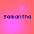 Four identical pixelated text displays of 'Samantha' on a pink-to-orange gradient background with subtle light effects.