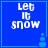 Blue square icon with white text "Let It Snow" and a small blue snowman graphic in the bottom right corner.