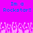 Pixelated text "Im a Rockstar!!" repeated twice on bright pink background with white pixel crowd below.