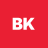 Red square background with white pixelated letters BK centered in the middle.