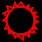 Two red circular gear-like shapes on black background, side-by-side in contact sheet layout with slight frame-to-frame variation.
