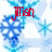 Pixelated image with red text 'Jian' over blue and white snowflake-like shapes on a light background.
