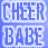 Static pixelated icon with blue text reading "CHEER" above "BALE" on a light blue background, rendered in blocky 256x256 pixels.