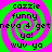 A static image with a green and pink spiral background displaying repeated text in black pixelated font.