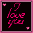 A 5x4 contact sheet of 17 animated frames showing a pink "I love you" text animation with small stars on black background, each frame bordered in pink.