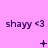 Purple background with repeated 'shayy <3' text and changing symbols below each