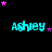 four and four of cyan text reading 'ashley' on a black background, with scattered pink and purple stars