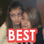 Two people embrace in a close-up photo with text overlays reading BEST FRIENDS FOR LIFE! across four colored blocks.