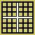 Beige square grid with black borders and white cross overlay on a yellow background.