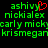 Green pixelated text on black background with red heart symbol replacing 'y' in first name, arranged in two of four lines each