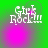 Pixelated text 'Girl Rock!!!' on green background with shifting pink circular glow