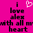 Pixelated text on bright pink background with white heart symbol above 'i love alex with all my heart' in black block letters.