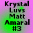 Four identical pixelated text display 'Krystal Luvs Matt Amaral #3' over a green-to-purple gradient background with visible dithering