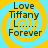 A static image with a yellow and light blue spiral background displaying the text "Love Tiffany L.... Forever" in dark brown font.