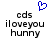 Blue pixelated heart symbol above black text reading 'cds iloveyou hunny' on white background.