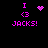 Pixelated pink text and symbols on black background with animated heart, starburst, and dot cluster icons.