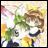 A pixelated anime-style character with green and brown hair, yellow accents, and a blue collar on the left; black background with white text "Anime IM" and stylized "cOm" on the right.