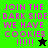 Pixelated text and star symbols on green and black backgrounds with pink and green text.