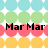 Pixelated icon with horizontal color bands and white starbursts, displaying 'Mar Mar' text in black block letters on a pink band.