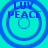 Four identical blue circular icons with 'LUV PEACE' text on cyan background, arranged in a