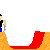Pixelated animation of a skateboarder performing tricks on red and orange ramps, with blue text 'BIGAIR' surrounded by green and red shapes.