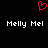 Red pixelated heart symbol above two identical white text strings on black background.