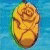 A pixelated golden-brown pastry with visible layers and a rounded shape against a blue background, next to green text reading 'Original Icons .com' on dark green.