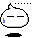 A 4-frame pixel art contact sheet showing a white rounded character with black eyes and mouth in various poses, including tears, speech bubbles, and holding objects against a gray background.