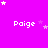 A bright pink background with repeated white text 'Paige' and scattered star shapes in varying sizes and shades of pink.