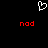 A static pixel art image with a white heart outline at the top center, two red 'nod' texts below on either side against a black background.