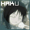 A 3x3 contact sheet of animated frames showing a pixelated anime-style character with black hair and closed eyes, each frame displaying slight variations in facial expression and text above the head.