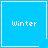 Four blue square with white borders display the word 'Winter' in pixelated text; two include small heart and star symbols