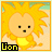 A 48x48 pixel animated buddy icon featuring a cartoon lion character running on a beach, displayed as two sequential frames in a contact sheet with "Lion" text at the bottom left of each frame.