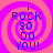 Four identical display a purple spiral background with blue text reading "I ROCK SO DO YOU!" in a pixelated font