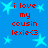 Blue background with light blue stars and red text reading "i love my cousin lexie<3" in four identical quadrants.