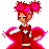 Pixel art contact sheet showing three frames of a Valentine-themed animated icon featuring a red-haired character in a heart-shaped outfit with visible text "lil'" and "cupid" below.