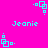 A static image with a bright pink background featuring cyan pixelated text and geometric shapes arranged in a repeating pattern.