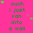 Green text on bright pink background reads 'ouch i just ran into a wall' with scattered green and pink stars, some stars animate to change position.