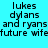 Static image with cyan background displaying repeated text in black pixelated font across three , with a gray rectangle in the bottom-right corner