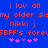 Blue background with red pixelated text reading 'i luv all my older sismy nikki j GBFF's fore' and pink/purple star symbols below.