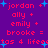 Purple background with red text listing names and a life count, surrounded by blue star shapes. The same content appears twice in a mirrored layout.