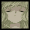 Animated sequence of a character with light green hair styled in pigtails, closed eyes, and a neutral expression, showing subtle hair movement across frames.