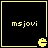Four identical black square with yellow borders, each containing yellow text 'msjovi' and a yellow Pac-Man-like icon in the bottom-right corner
