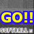 Pixelated graphic with yellow text on blue and gray backgrounds, featuring 'GO!!' in top-left, 'LADY BLUE DEVILS!' in top-right, and 'SOFT-BALL ROX!' in bottom-left.